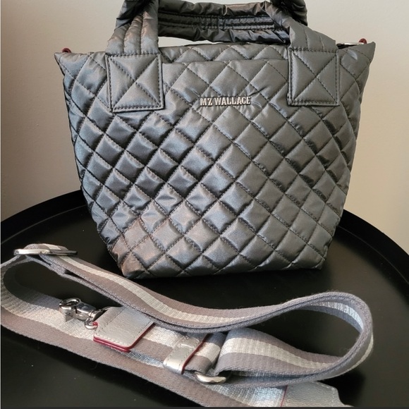 MZ Wallace Handbags - MZ Wallace Mini Metro Tote Deluxe in Metallic Slate